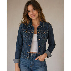 Old Navy Denim Jacket Women’s M Stretch Y2K Biker Western Classic Blue Jean